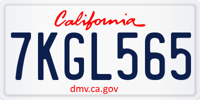 CA license plate 7KGL565