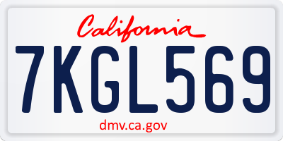 CA license plate 7KGL569
