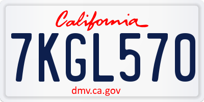 CA license plate 7KGL570