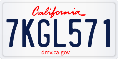 CA license plate 7KGL571