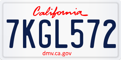 CA license plate 7KGL572