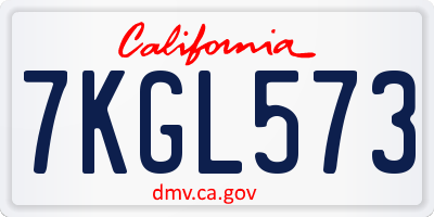 CA license plate 7KGL573