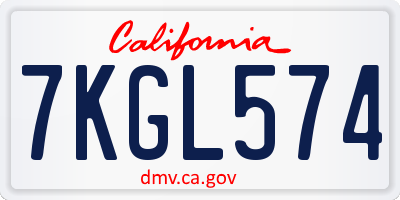 CA license plate 7KGL574