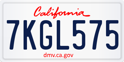 CA license plate 7KGL575