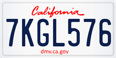 CA license plate 7KGL576