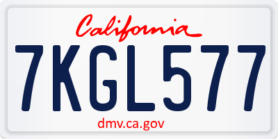 CA license plate 7KGL577