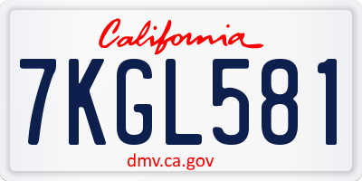 CA license plate 7KGL581