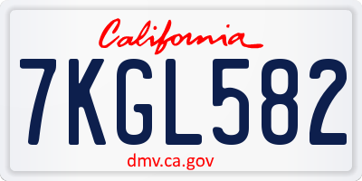 CA license plate 7KGL582