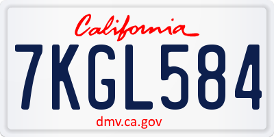 CA license plate 7KGL584
