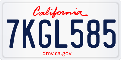 CA license plate 7KGL585