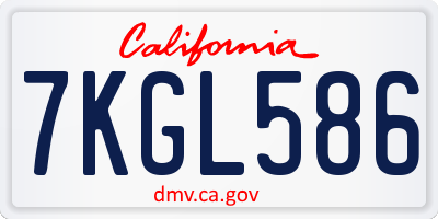 CA license plate 7KGL586