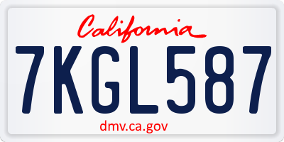 CA license plate 7KGL587