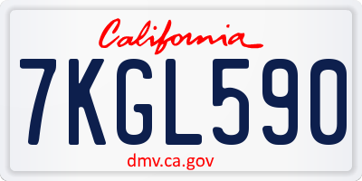CA license plate 7KGL590