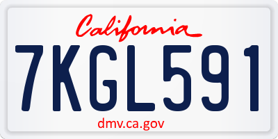 CA license plate 7KGL591