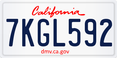 CA license plate 7KGL592