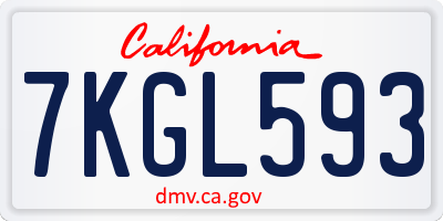 CA license plate 7KGL593