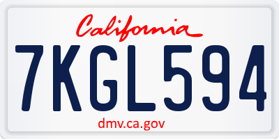 CA license plate 7KGL594