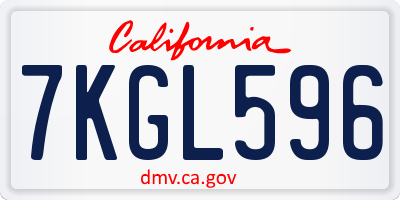 CA license plate 7KGL596