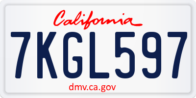 CA license plate 7KGL597