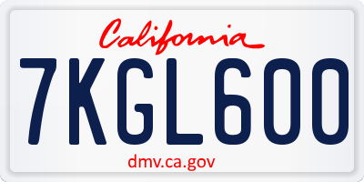 CA license plate 7KGL600