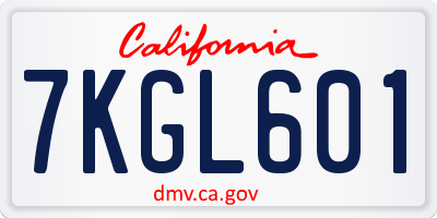 CA license plate 7KGL601