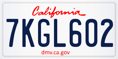 CA license plate 7KGL602