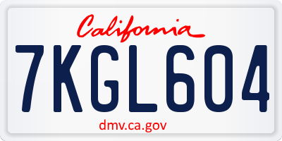 CA license plate 7KGL604