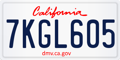 CA license plate 7KGL605