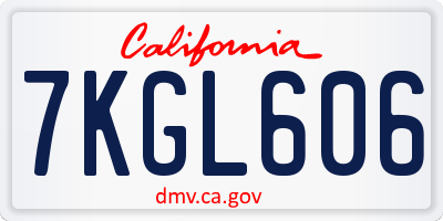 CA license plate 7KGL606