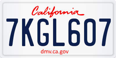 CA license plate 7KGL607