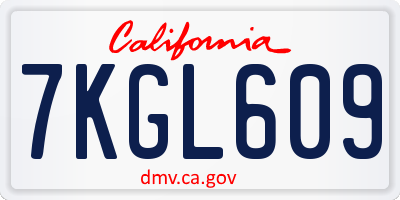 CA license plate 7KGL609
