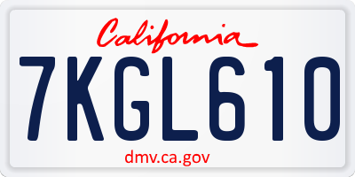 CA license plate 7KGL610
