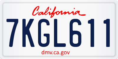 CA license plate 7KGL611