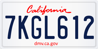 CA license plate 7KGL612