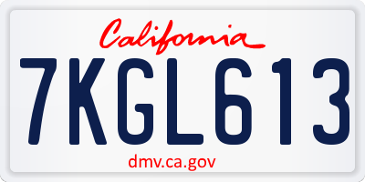 CA license plate 7KGL613