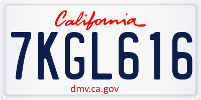 CA license plate 7KGL616