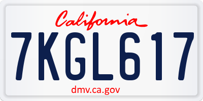 CA license plate 7KGL617