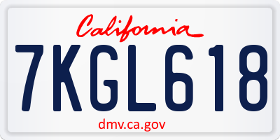 CA license plate 7KGL618