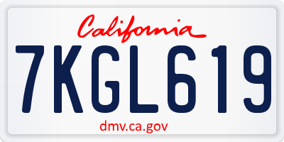 CA license plate 7KGL619