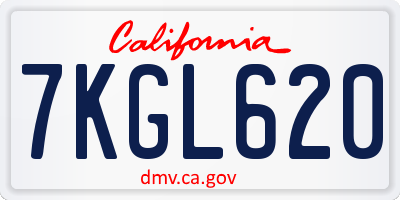 CA license plate 7KGL620
