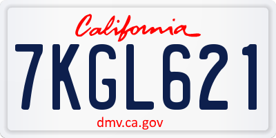 CA license plate 7KGL621