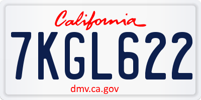 CA license plate 7KGL622
