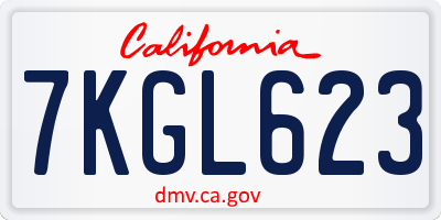 CA license plate 7KGL623