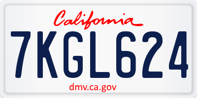 CA license plate 7KGL624