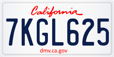 CA license plate 7KGL625