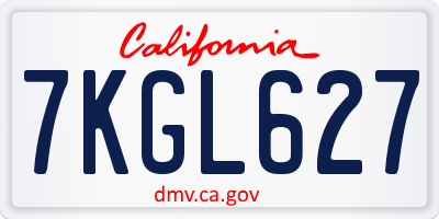 CA license plate 7KGL627