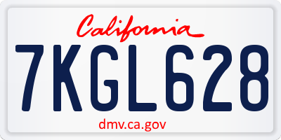 CA license plate 7KGL628
