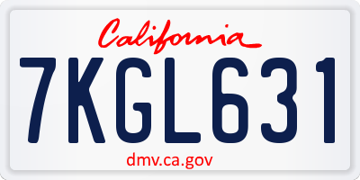 CA license plate 7KGL631
