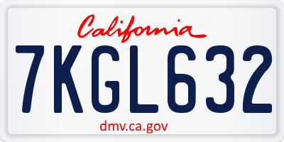 CA license plate 7KGL632