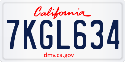 CA license plate 7KGL634